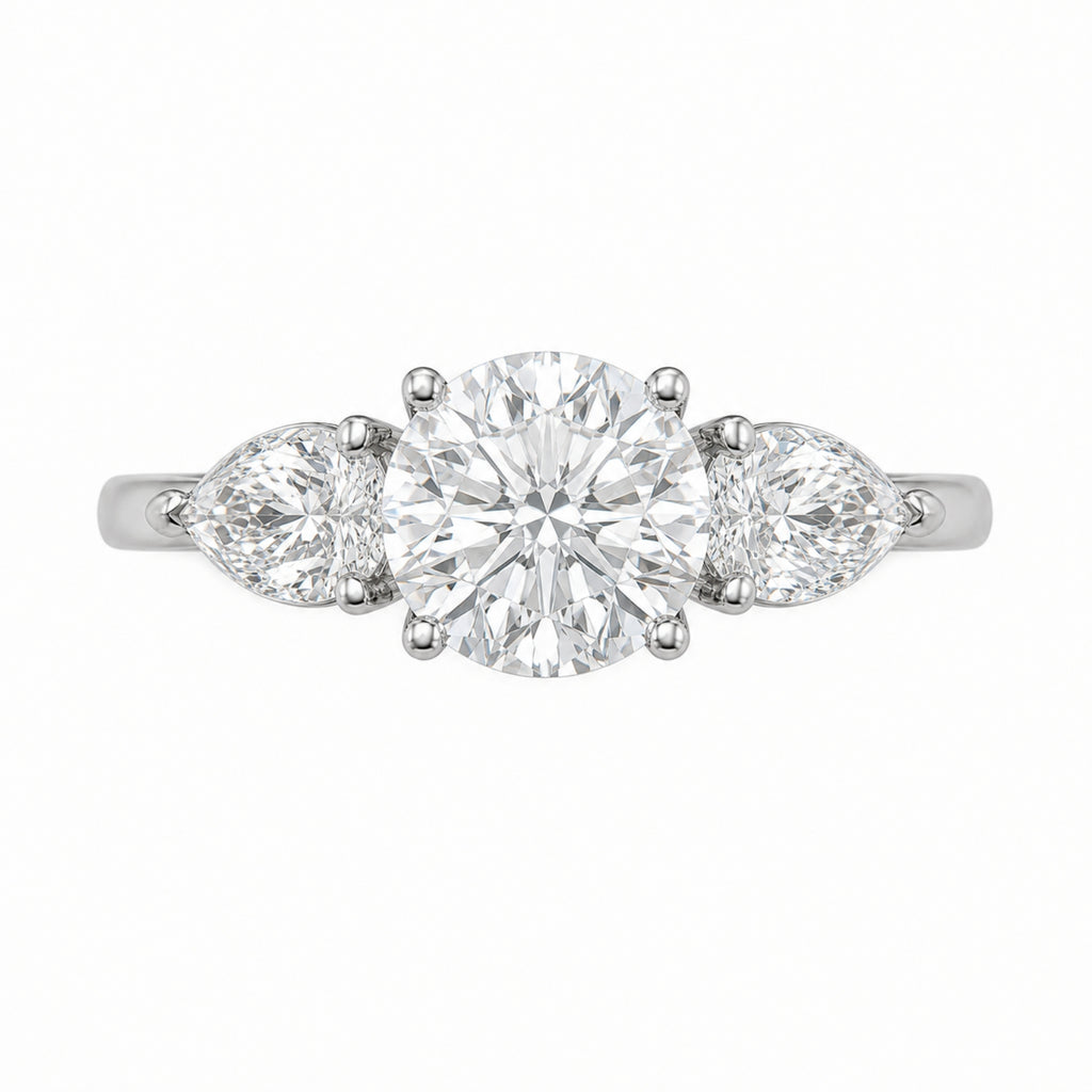 Venturant 3.00 Carat T.W. Pear and Round-cut Lab Grown Diamond (F/VS+) 14K Gold 3 Stone Band Ring