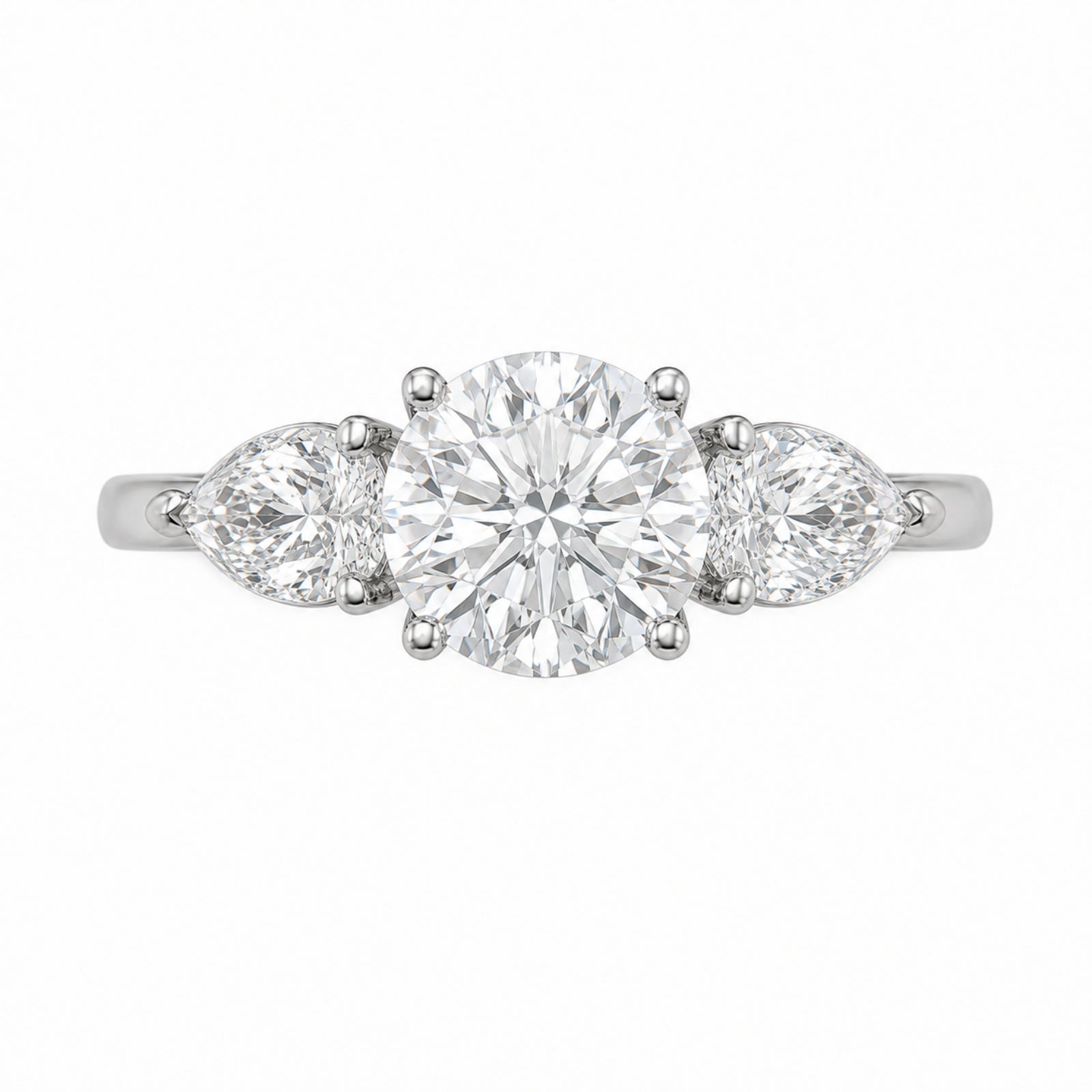 Venturant 3.00 Carat T.W. Pear and Round-cut Lab Grown Diamond (F/VS+) 14K Gold 3 Stone Band Ring