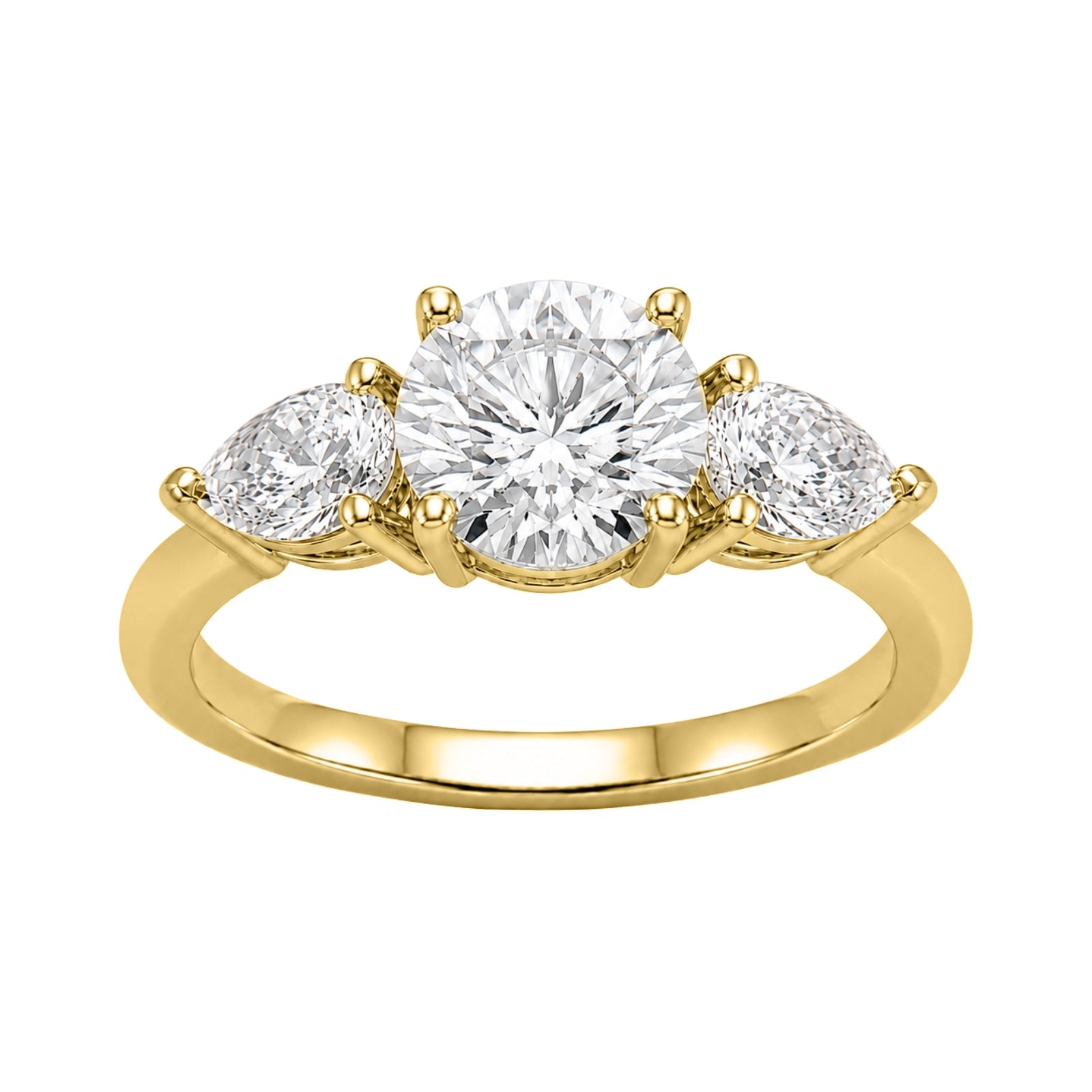 Venturant 3.00 Carat T.W. Pear and Round-cut Lab Grown Diamond (F/VS+) 14K Gold 3 Stone Band Ring
