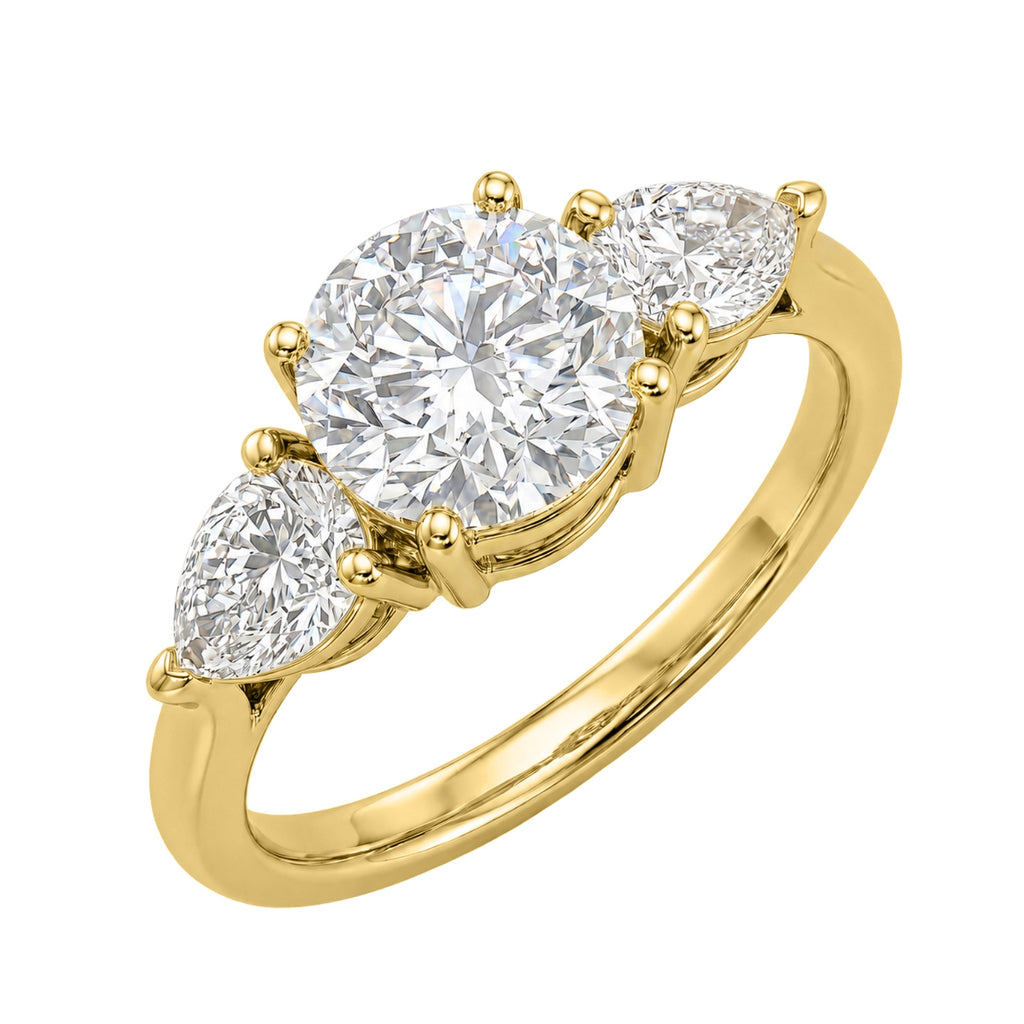 Venturant 3.00 Carat T.W. Pear and Round-cut Lab Grown Diamond (F/VS+) 14K Gold 3 Stone Band Ring
