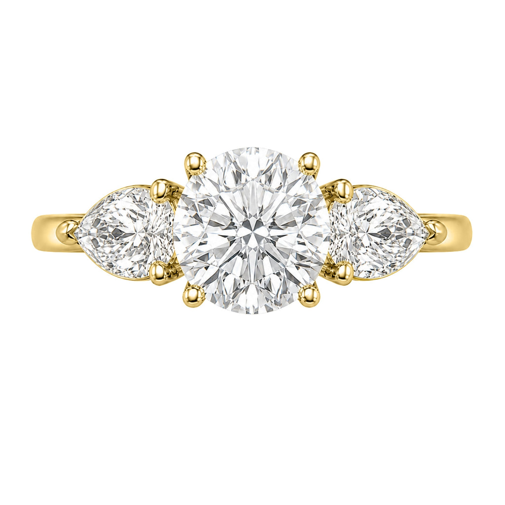 Venturant 3.00 Carat T.W. Pear and Round-cut Lab Grown Diamond (F/VS+) 14K Gold 3 Stone Band Ring