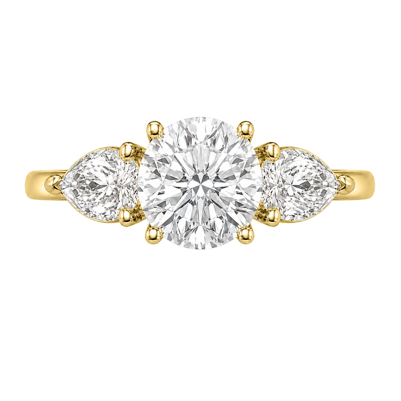 Venturant 3.00 Carat T.W. Pear and Round-cut Lab Grown Diamond (F/VS+) 14K Gold 3 Stone Band Ring