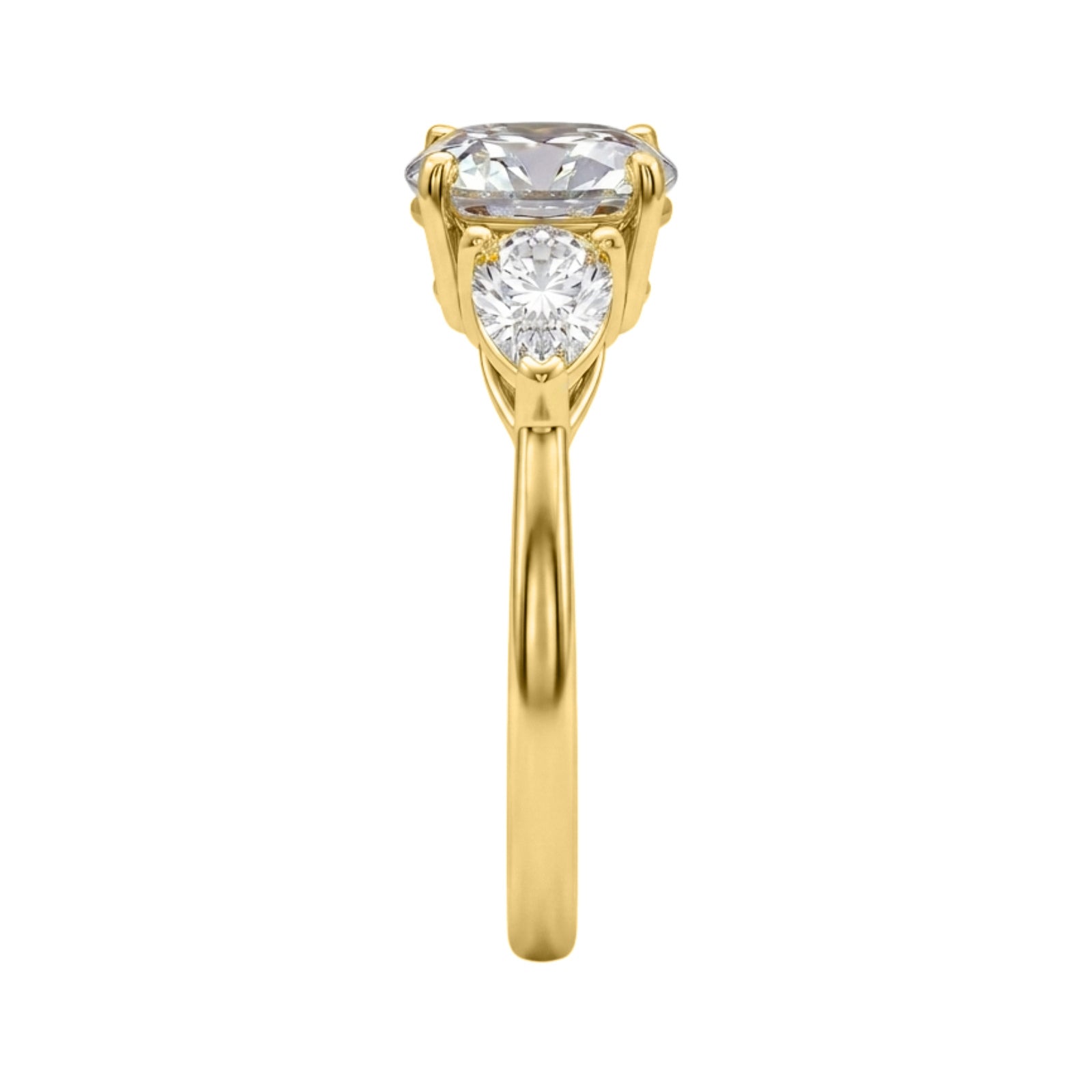 Venturant 3.00 Carat T.W. Pear and Round-cut Lab Grown Diamond (F/VS+) 14K Gold 3 Stone Band Ring