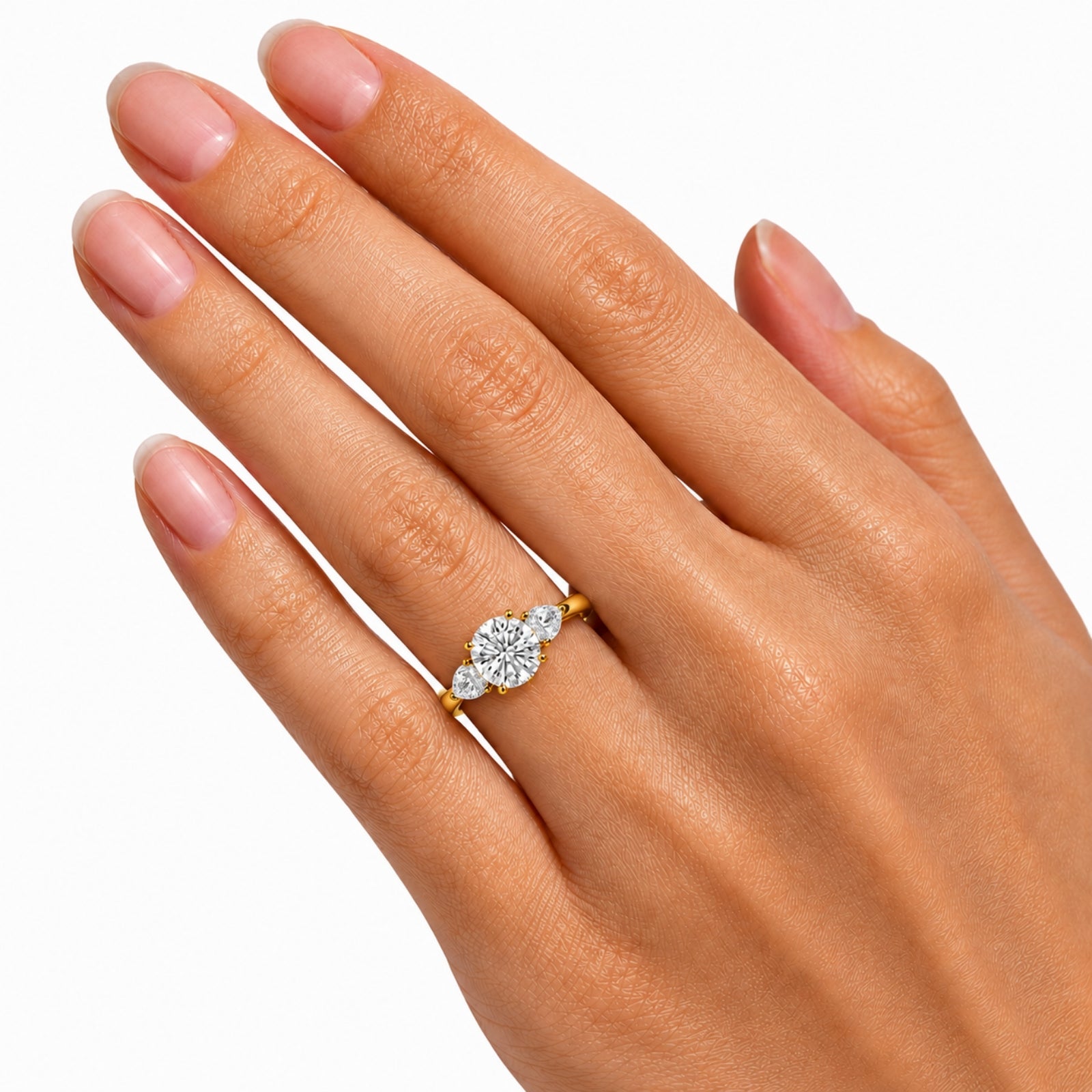 Venturant 3.00 Carat T.W. Pear and Round-cut Lab Grown Diamond (F/VS+) 14K Gold 3 Stone Band Ring