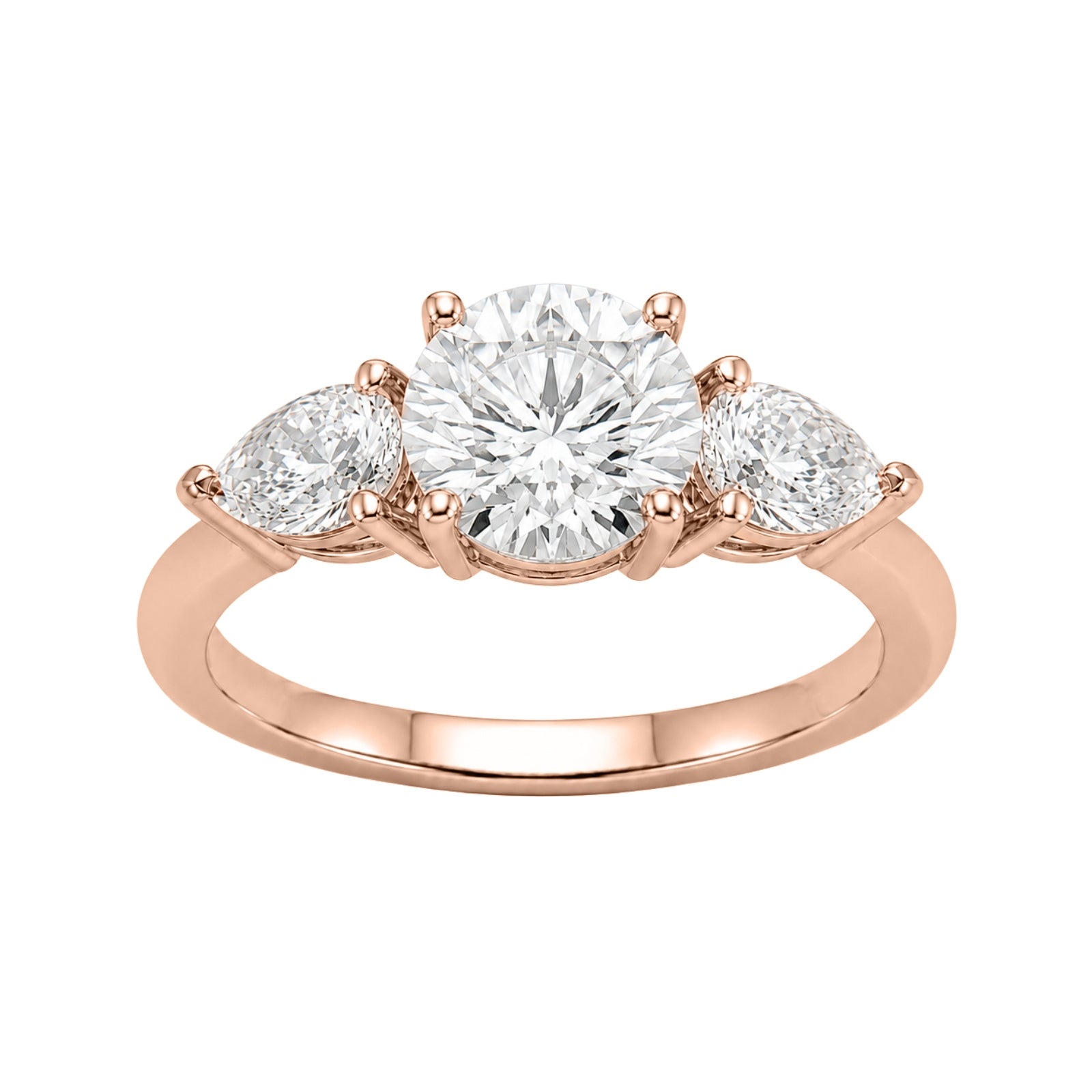 Venturant 3.00 Carat T.W. Pear and Round-cut Lab Grown Diamond (F/VS+) 14K Gold 3 Stone Band Ring