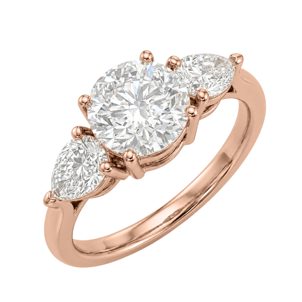 Venturant 3.00 Carat T.W. Pear and Round-cut Lab Grown Diamond (F/VS+) 14K Gold 3 Stone Band Ring