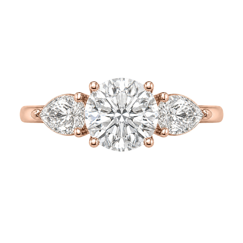 Venturant 3.00 Carat T.W. Pear and Round-cut Lab Grown Diamond (F/VS+) 14K Gold 3 Stone Band Ring