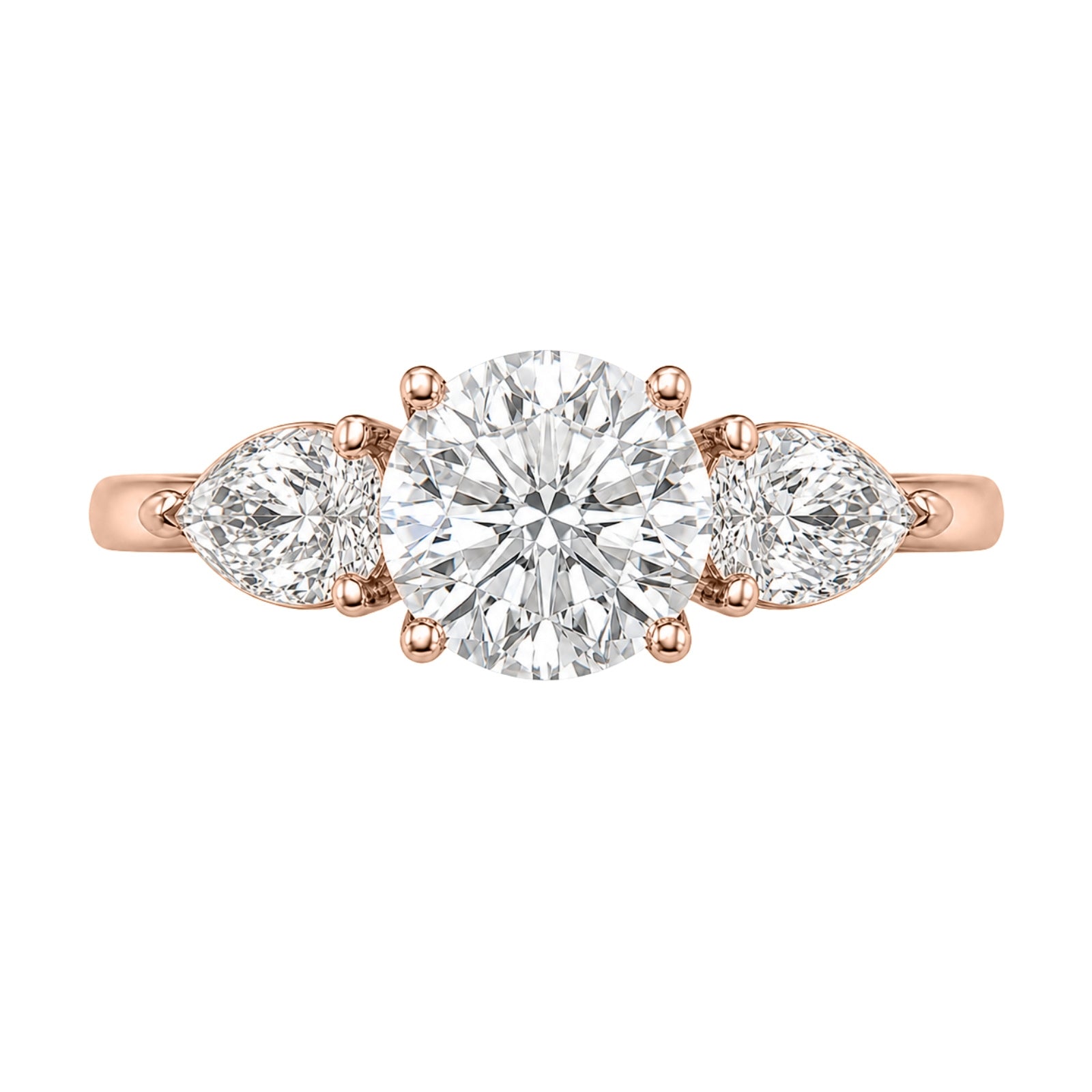 Venturant 3.00 Carat T.W. Pear and Round-cut Lab Grown Diamond (F/VS+) 14K Gold 3 Stone Band Ring