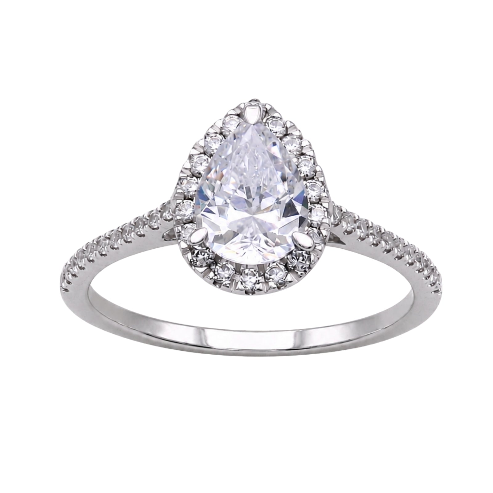 Venturant 1.00-3.50 Carat T.W. Pear & Round-cut Lab Grown Diamond (F/VS+) 14K Gold Halo Ring