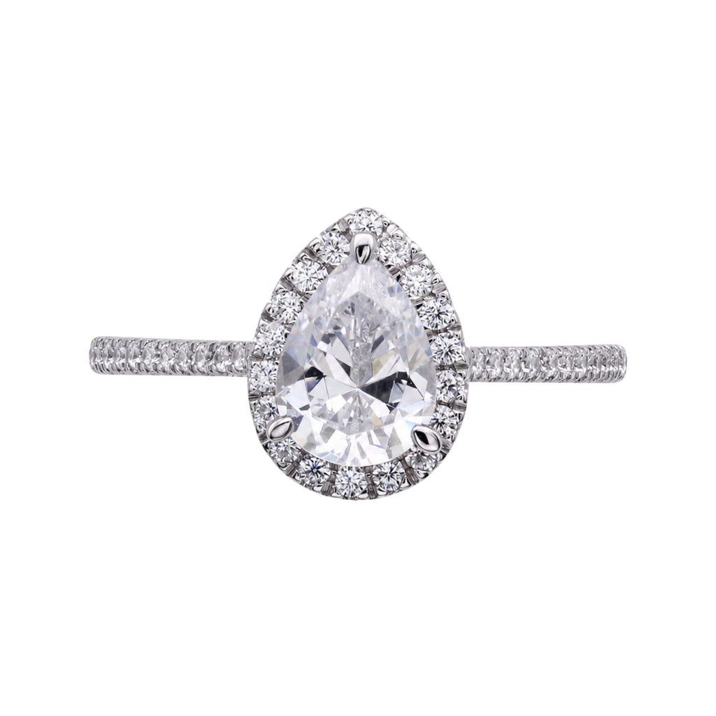 Venturant 1.00-3.50 Carat T.W. Pear & Round-cut Lab Grown Diamond (F/VS+) 14K Gold Halo Ring