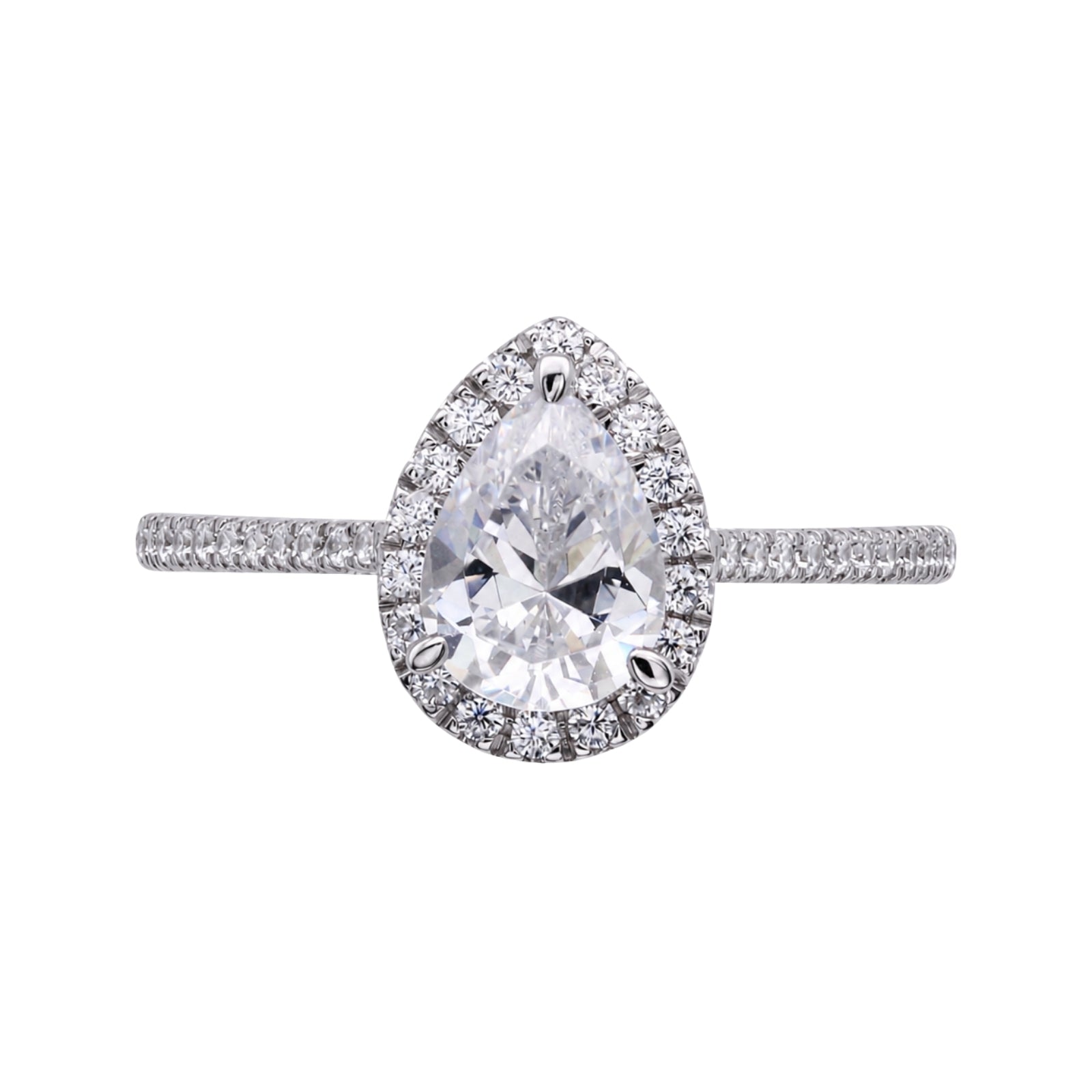Venturant 1.00-3.50 Carat T.W. Pear & Round-cut Lab Grown Diamond (F/VS+) 14K Gold Halo Ring
