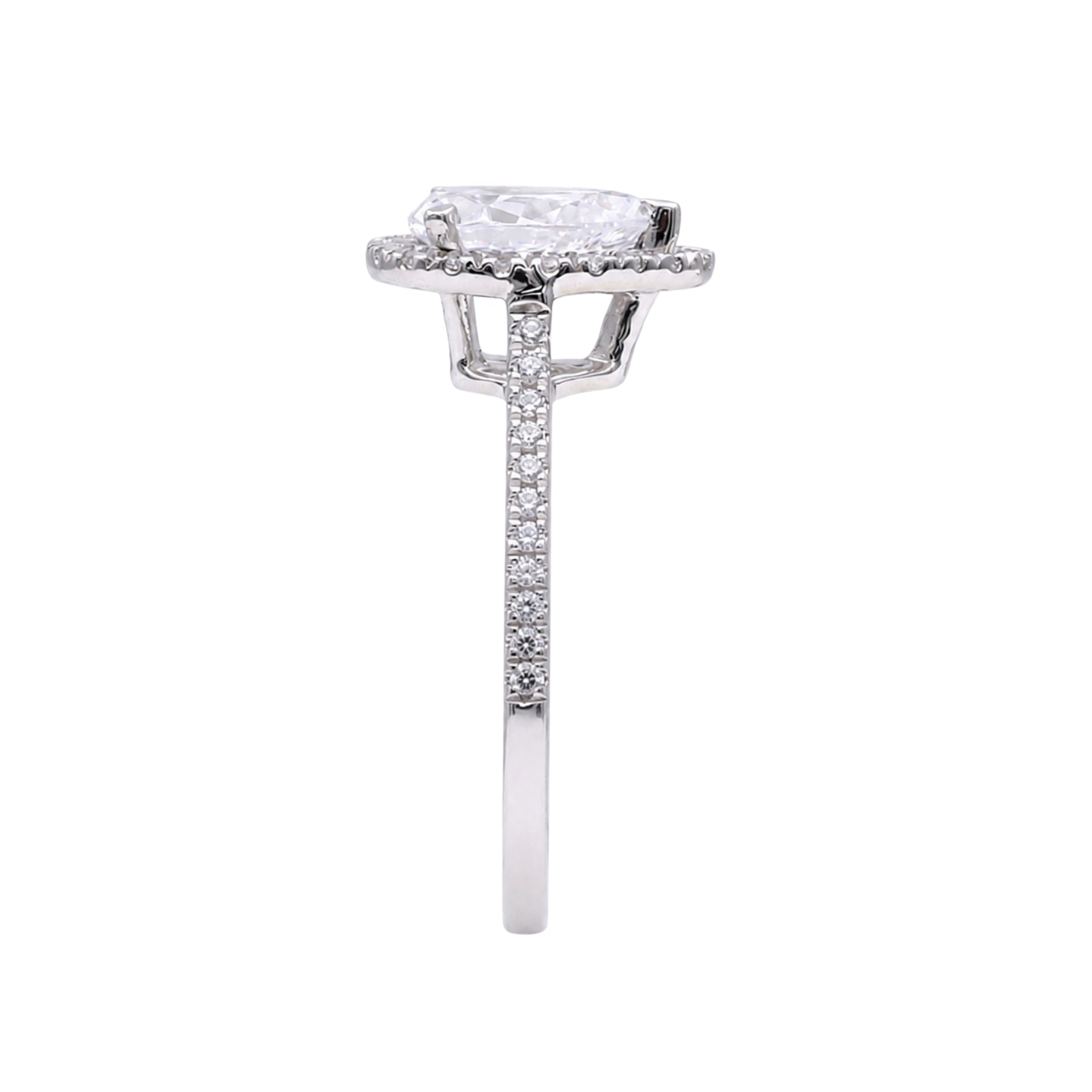 Venturant 1.00-3.50 Carat T.W. Pear & Round-cut Lab Grown Diamond (F/VS+) 14K Gold Halo Ring