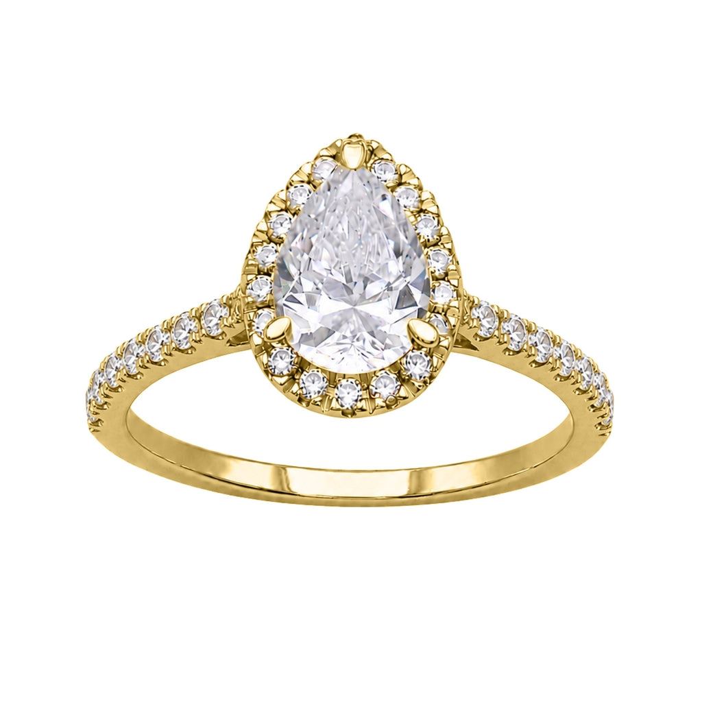 Venturant 1.00-3.50 Carat T.W. Pear & Round-cut Lab Grown Diamond (F/VS+) 14K Gold Halo Ring