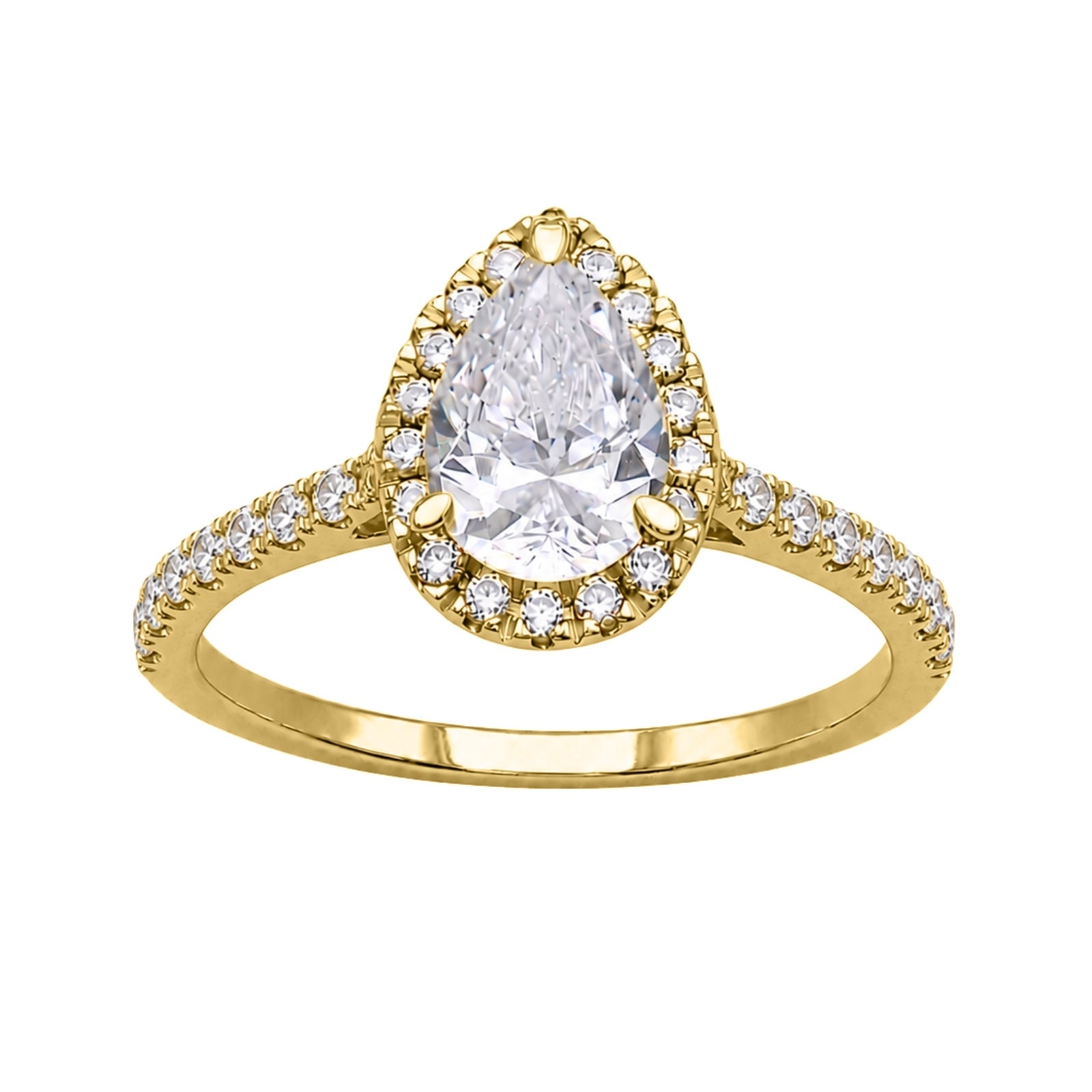 Venturant 1.00-3.50 Carat T.W. Pear & Round-cut Lab Grown Diamond (F/VS+) 14K Gold Halo Ring