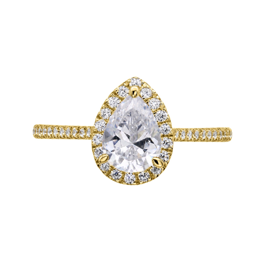Venturant 1.00-3.50 Carat T.W. Pear & Round-cut Lab Grown Diamond (F/VS+) 14K Gold Halo Ring