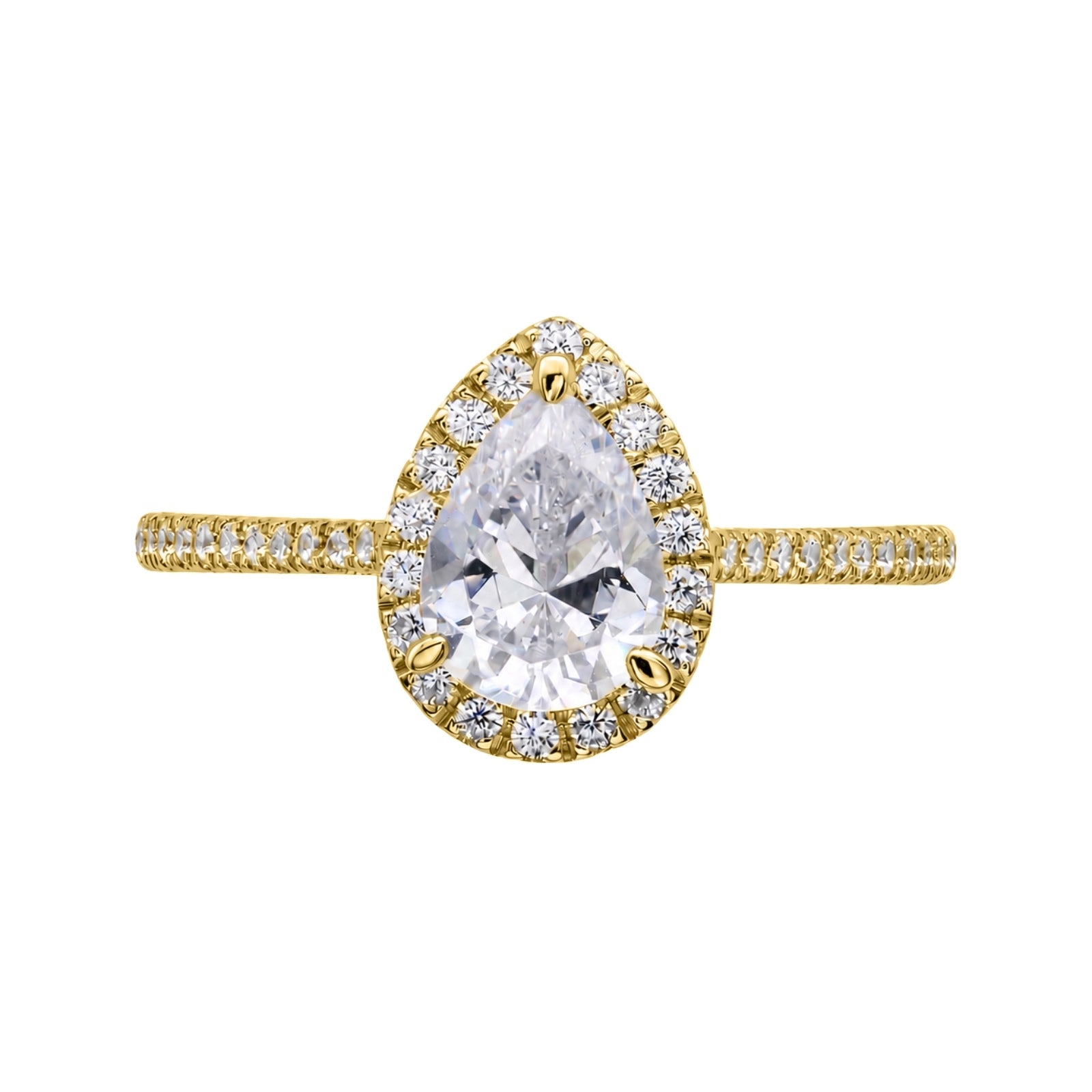 Venturant 1.00-3.50 Carat T.W. Pear & Round-cut Lab Grown Diamond (F/VS+) 14K Gold Halo Ring