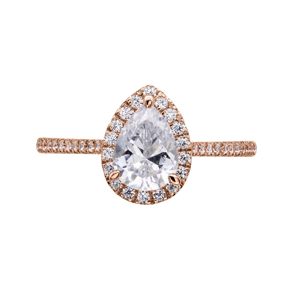 Venturant 1.00-3.50 Carat T.W. Pear & Round-cut Lab Grown Diamond (F/VS+) 14K Gold Halo Ring