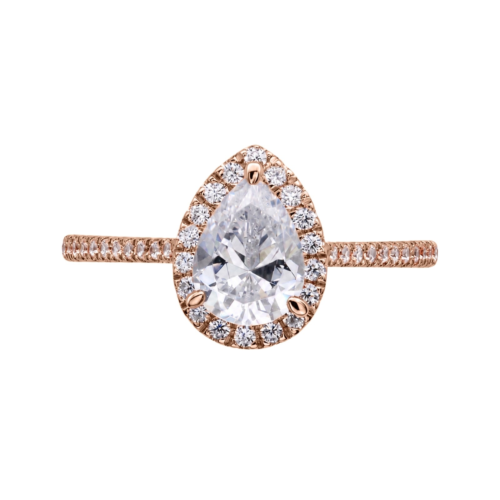 Venturant 1.00-3.50 Carat T.W. Pear & Round-cut Lab Grown Diamond (F/VS+) 14K Gold Halo Ring