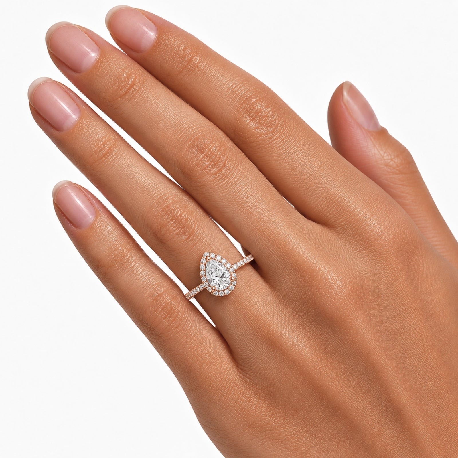 Venturant 1.00-3.50 Carat T.W. Pear & Round-cut Lab Grown Diamond (F/VS+) 14K Gold Halo Ring