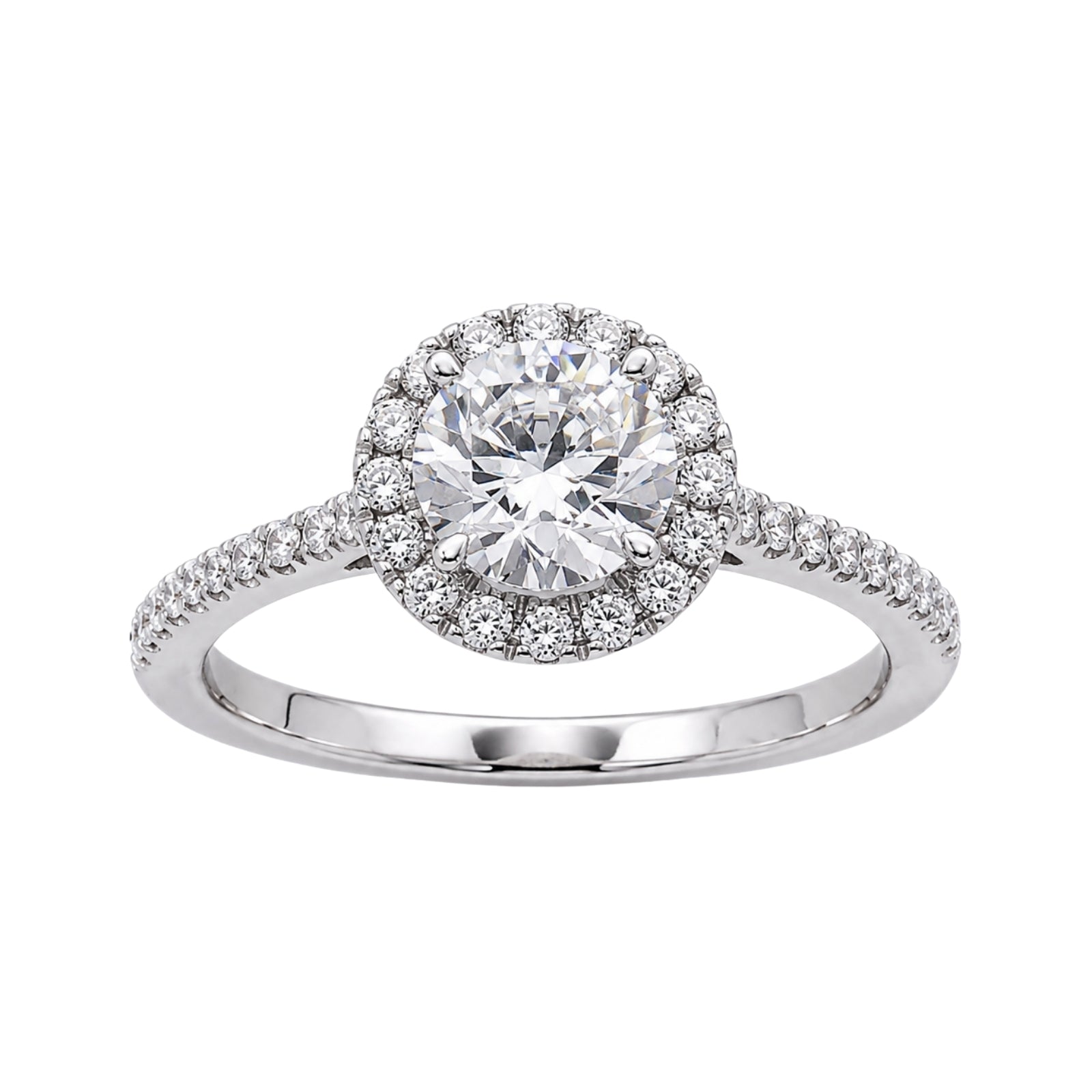 Venturant 1.00-3.50 Carat T.W. Round-cut Lab Grown Diamond (F/VS+) 14K Gold Halo Ring