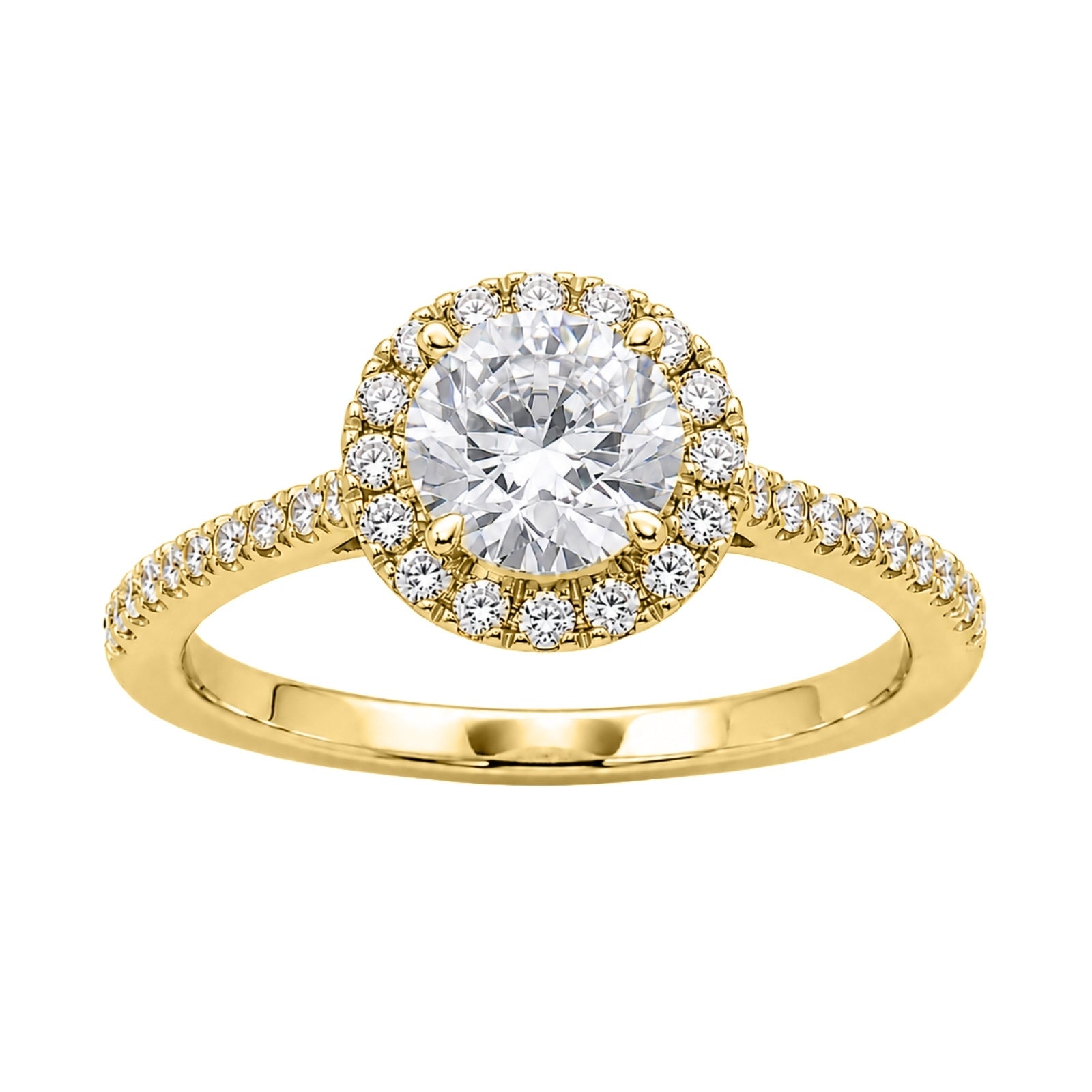Venturant 1.00-3.50 Carat T.W. Round-cut Lab Grown Diamond (F/VS+) 14K Gold Halo Ring