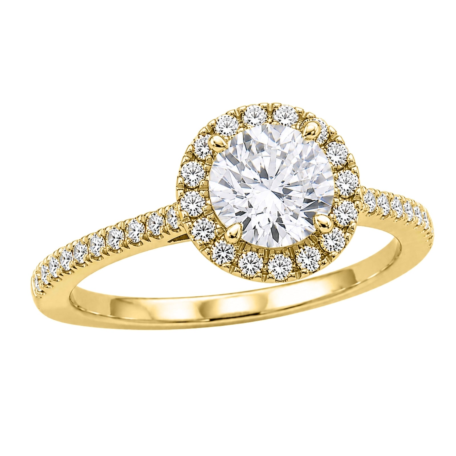 Venturant 1.00-3.50 Carat T.W. Round-cut Lab Grown Diamond (F/VS+) 14K Gold Halo Ring