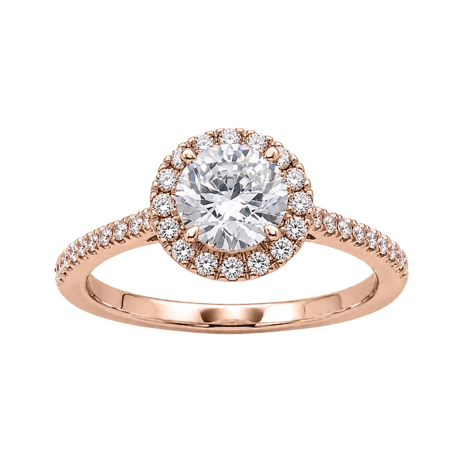 Venturant 1.00-3.50 Carat T.W. Round-cut Lab Grown Diamond (F/VS+) 14K Gold Halo Ring
