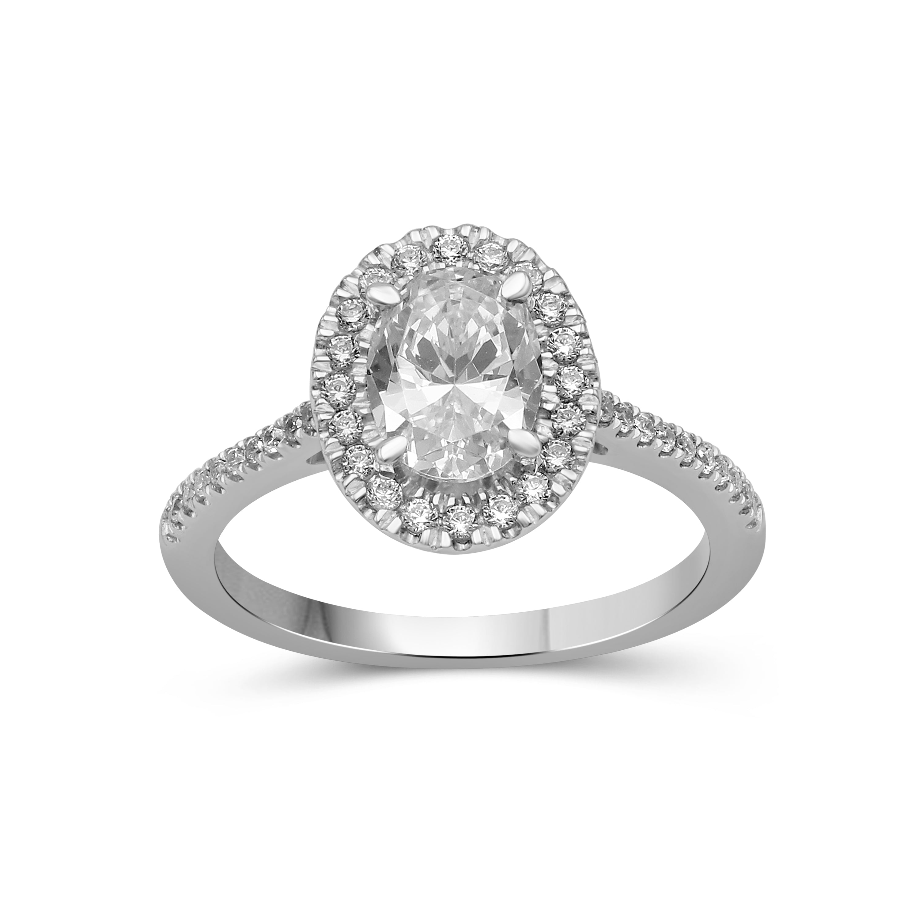 Venturant 1.00-3.50 Carat T.W. Oval & Round-cut Lab Grown Diamond (F/VS+) 14K Gold Halo Ring