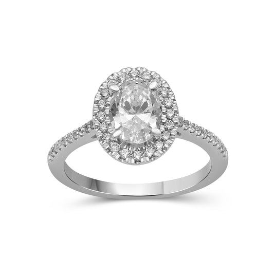 Venturant 1.00-3.50 Carat T.W. Oval & Round-cut Lab Grown Diamond (F/VS+) 14K Gold Halo Ring