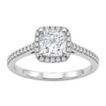 Venturant 1.00-3.50 Carat T.W. Cushion & Round-cut Lab Grown Diamond (F/VS+) 14K Gold Halo Ring