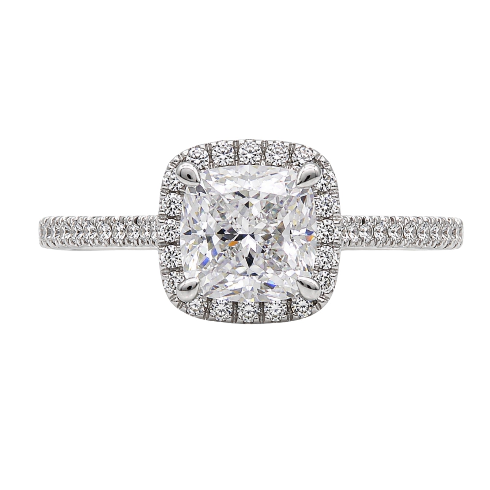 Venturant 1.00-3.50 Carat T.W. Cushion & Round-cut Lab Grown Diamond (F/VS+) 14K Gold Halo Ring