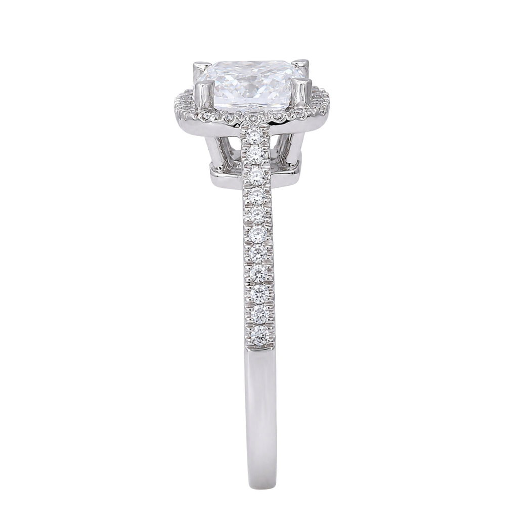 Venturant 1.00-3.50 Carat T.W. Cushion & Round-cut Lab Grown Diamond (F/VS+) 14K Gold Halo Ring