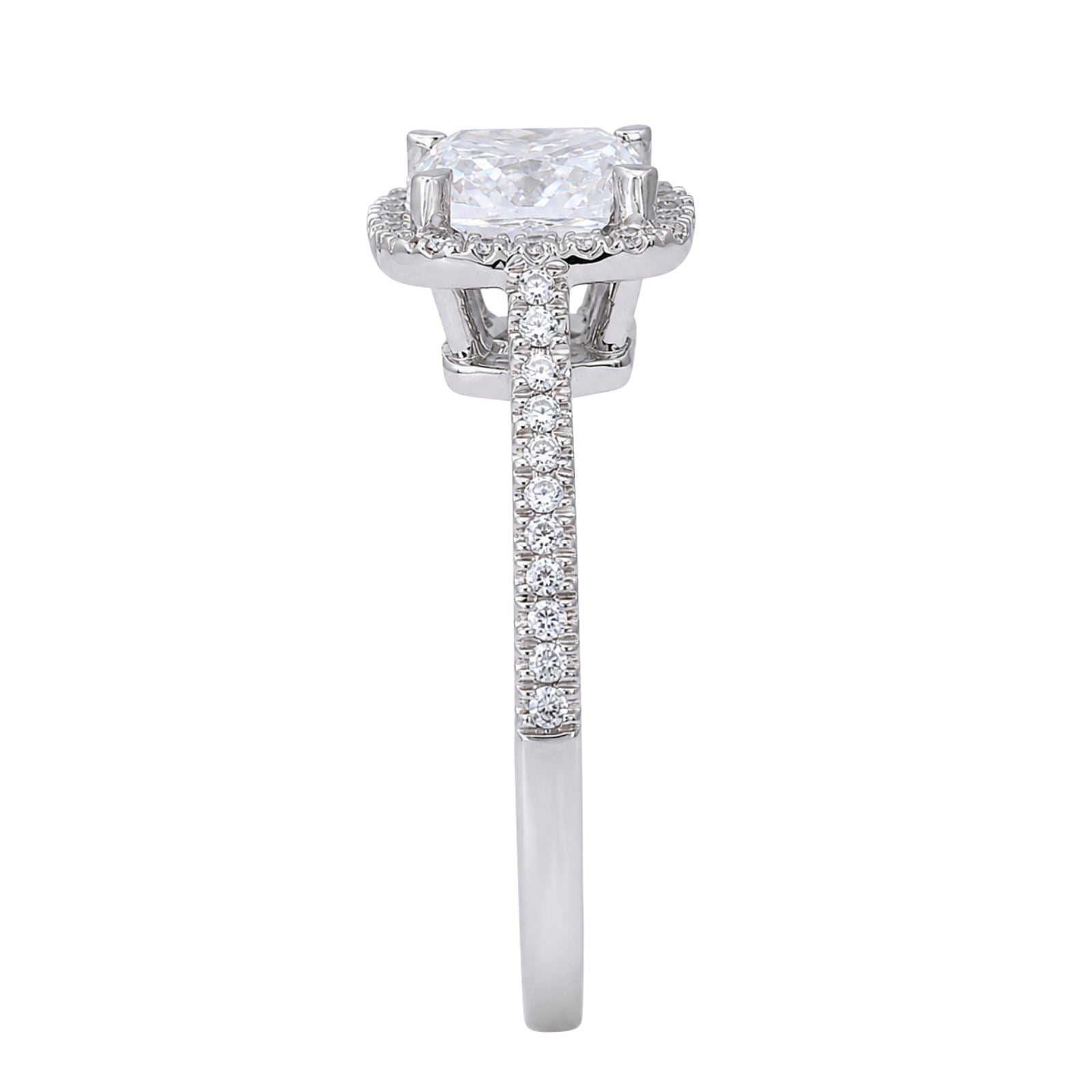 Venturant 1.00-3.50 Carat T.W. Cushion & Round-cut Lab Grown Diamond (F/VS+) 14K Gold Halo Ring