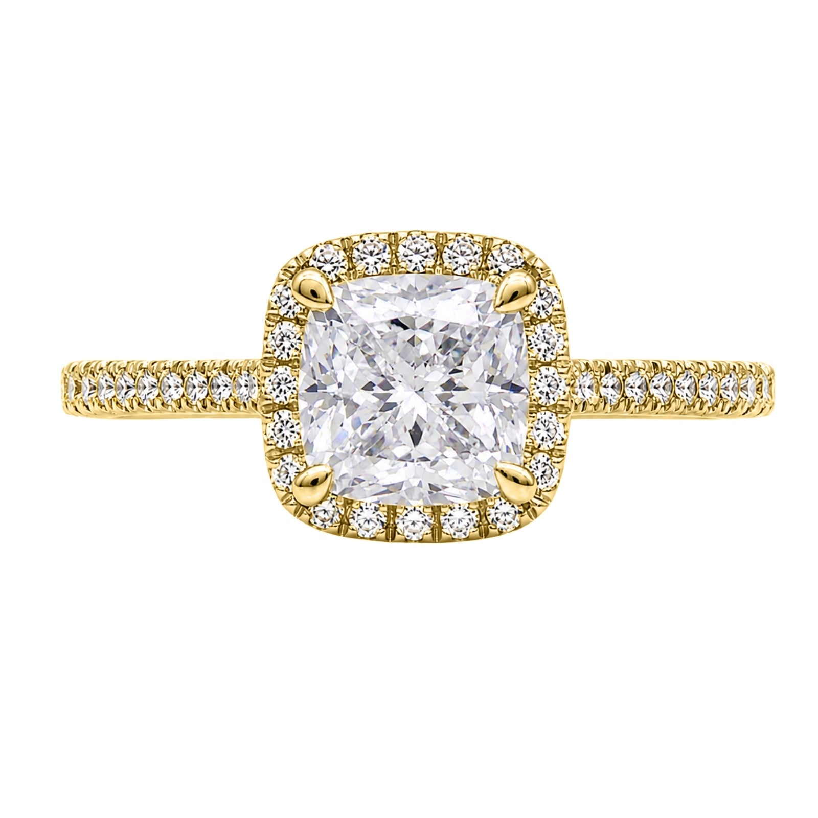 Venturant 1.00-3.50 Carat T.W. Cushion & Round-cut Lab Grown Diamond (F/VS+) 14K Gold Halo Ring