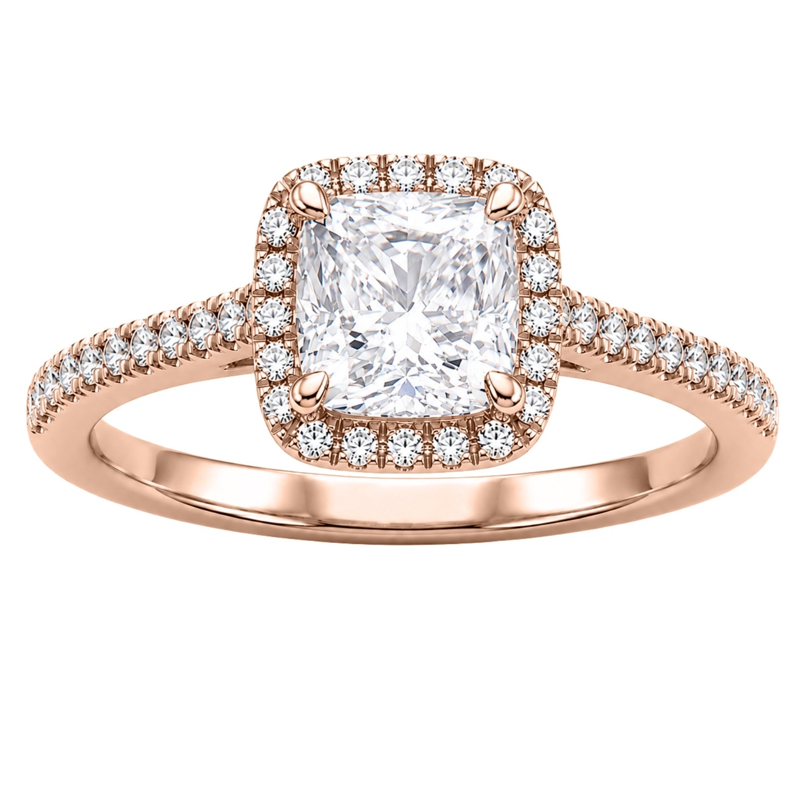 Venturant 1.00-3.50 Carat T.W. Cushion & Round-cut Lab Grown Diamond (F/VS+) 14K Gold Halo Ring