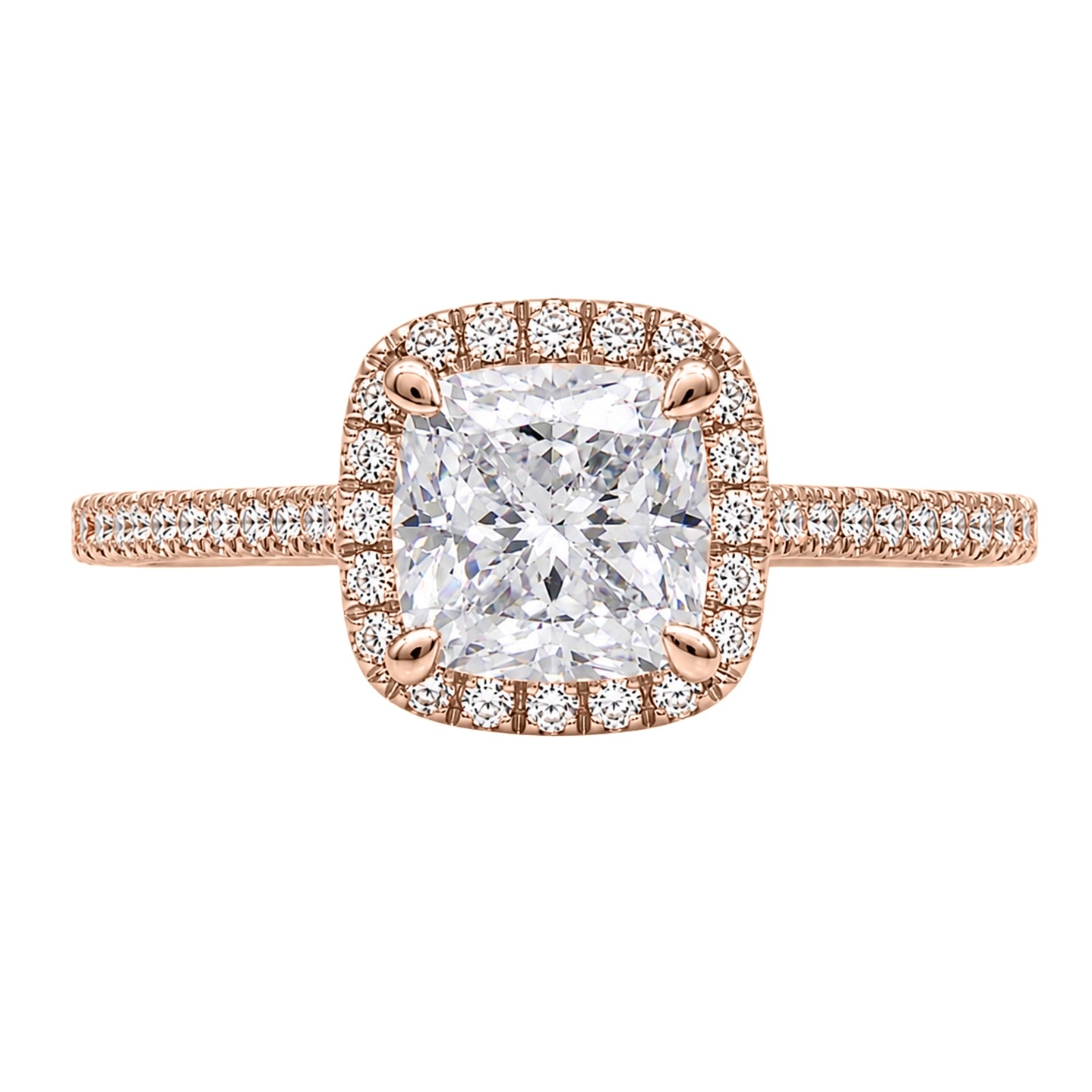 Venturant 1.00-3.50 Carat T.W. Cushion & Round-cut Lab Grown Diamond (F/VS+) 14K Gold Halo Ring