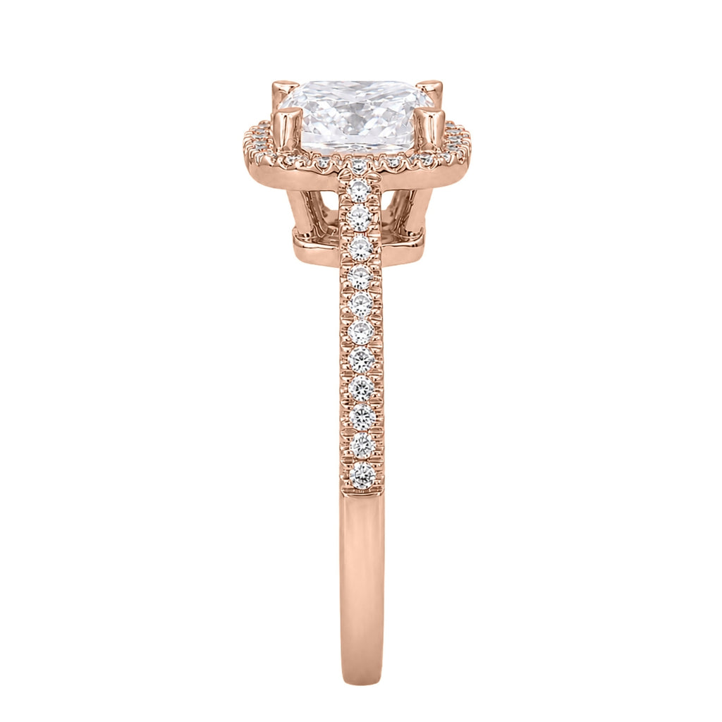 Venturant 1.00-3.50 Carat T.W. Cushion & Round-cut Lab Grown Diamond (F/VS+) 14K Gold Halo Ring