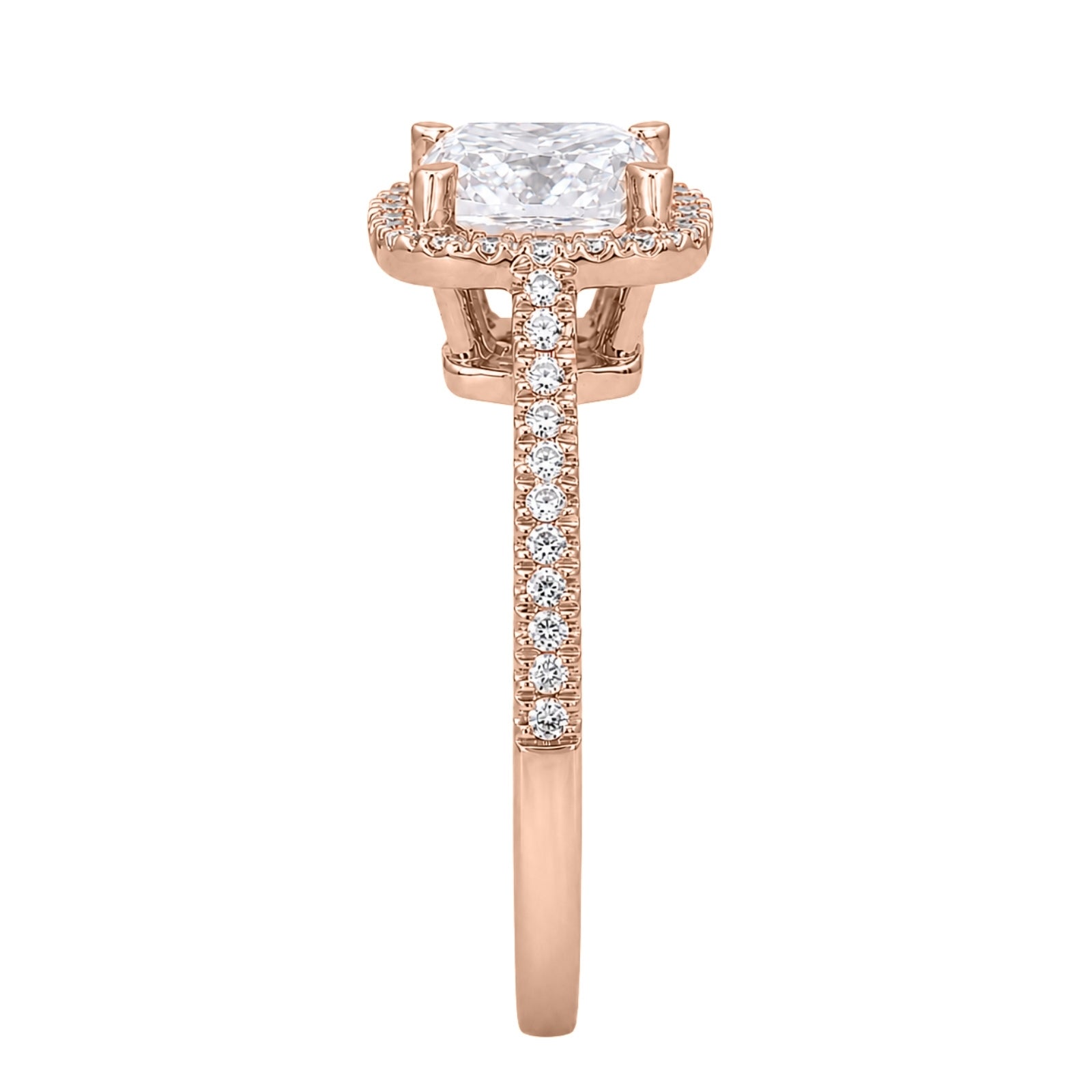 Venturant 1.00-3.50 Carat T.W. Cushion & Round-cut Lab Grown Diamond (F/VS+) 14K Gold Halo Ring
