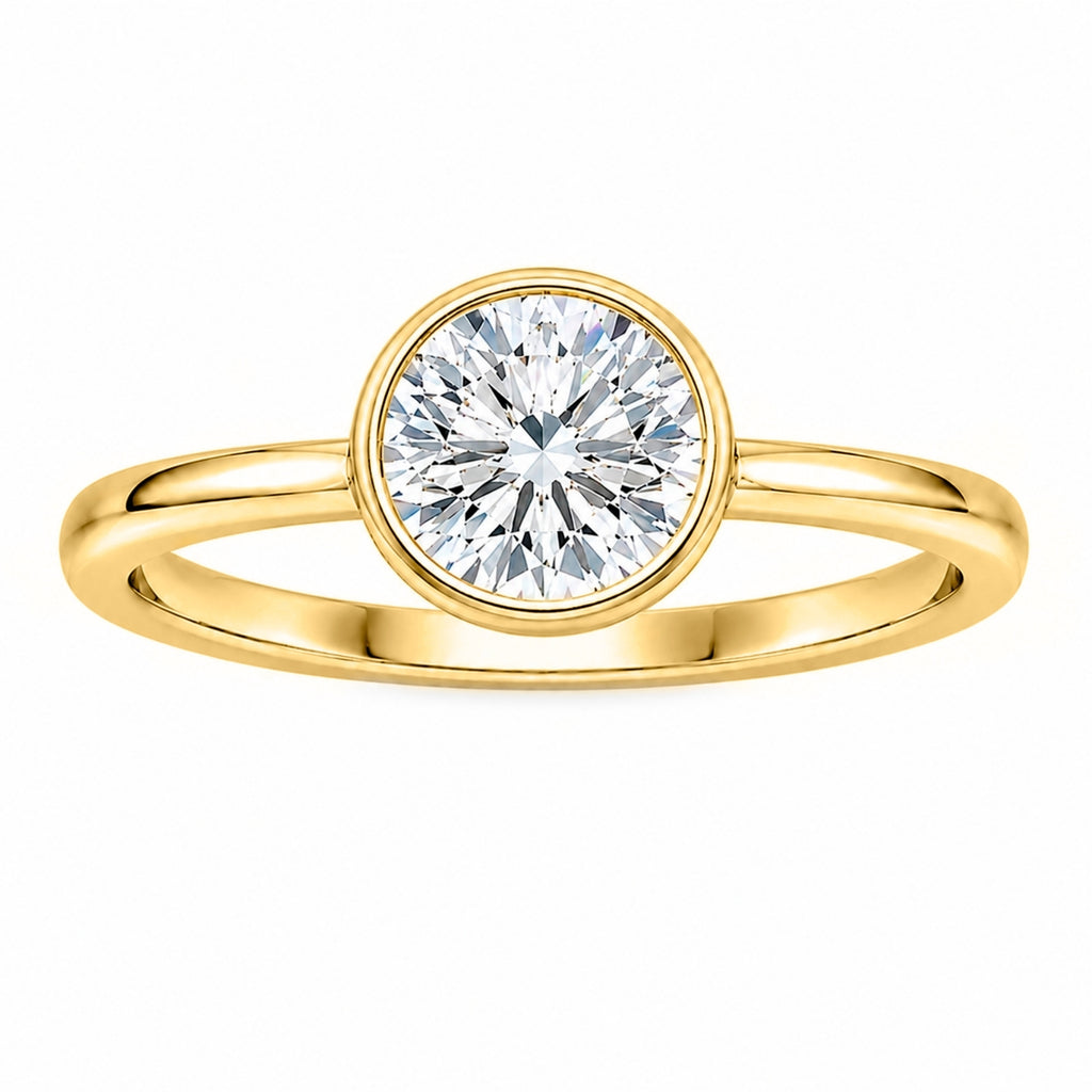 Venturant 1.00-6.00 Carat T.W. IGI certified Round-cut Lab Grown Diamond (D/VS+) 14K Gold Bezel Set Ring