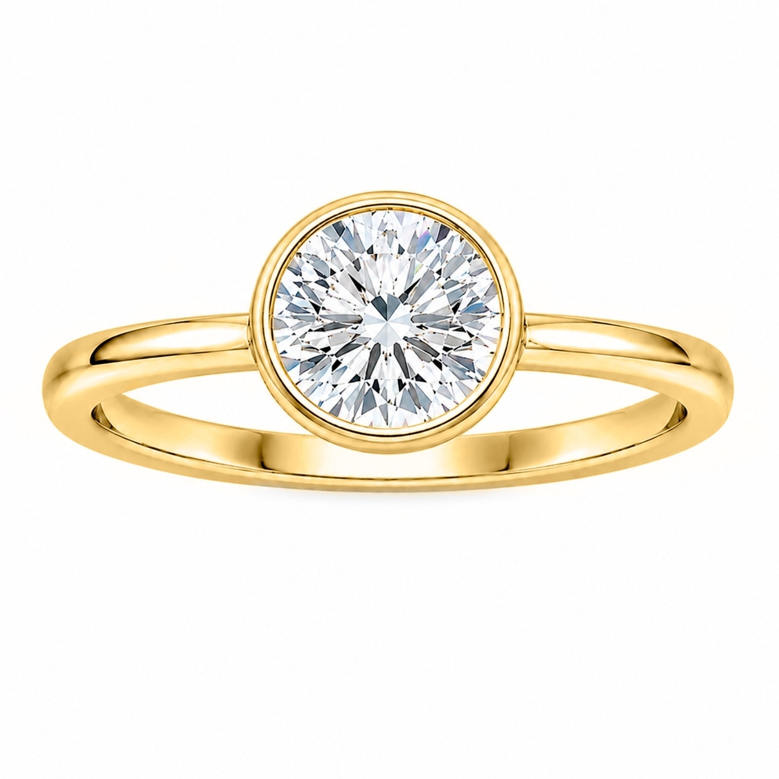 Venturant 1.00-6.00 Carat T.W. IGI certified Round-cut Lab Grown Diamond (D/VS+) 14K Gold Bezel Set Ring