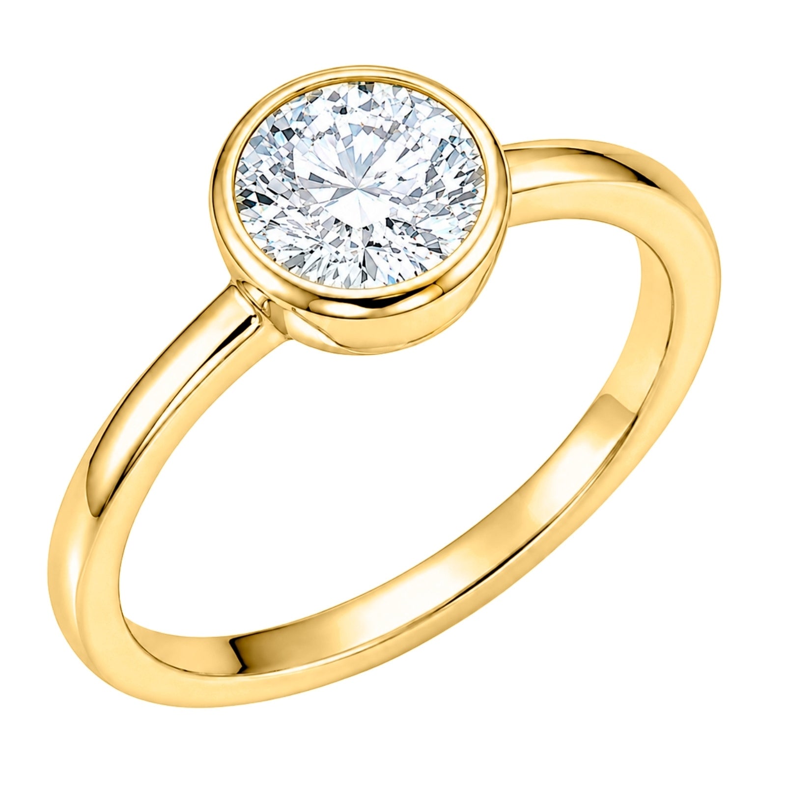 Venturant 1.00-6.00 Carat T.W. IGI certified Round-cut Lab Grown Diamond (D/VS+) 14K Gold Bezel Set Ring