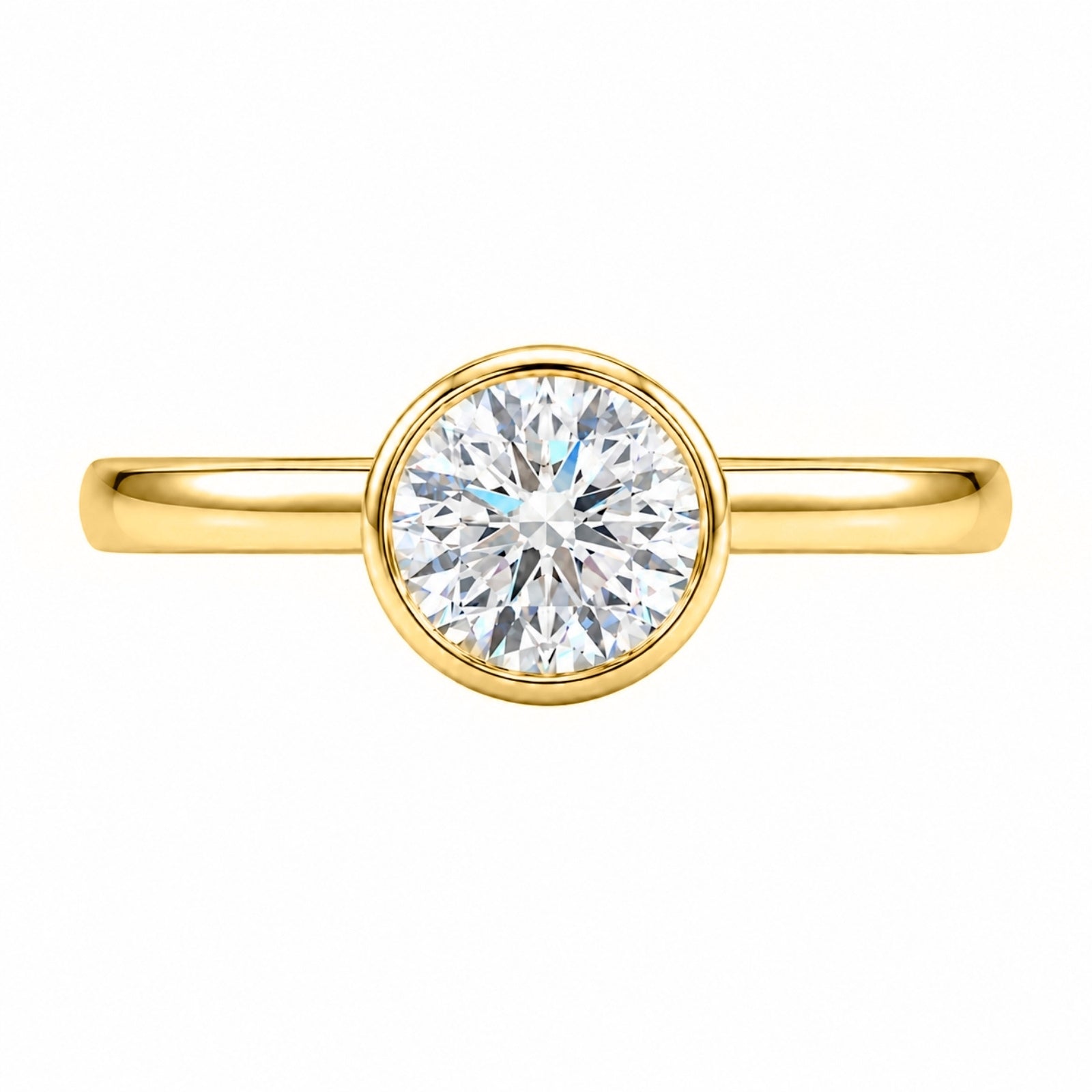 Venturant 1.00-6.00 Carat T.W. IGI certified Round-cut Lab Grown Diamond (D/VS+) 14K Gold Bezel Set Ring