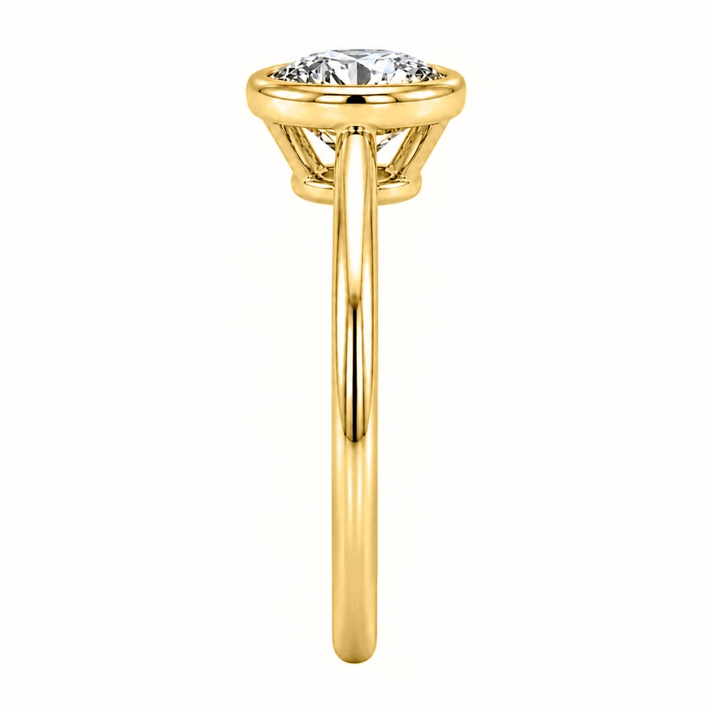 Venturant 1.00-6.00 Carat T.W. IGI certified Round-cut Lab Grown Diamond (D/VS+) 14K Gold Bezel Set Ring