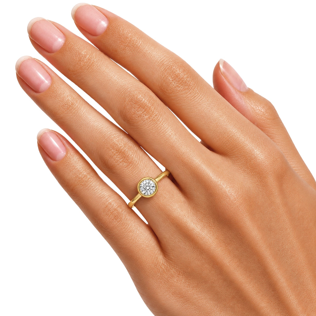 Venturant 1.00-6.00 Carat T.W. IGI certified Round-cut Lab Grown Diamond (D/VS+) 14K Gold Bezel Set Ring