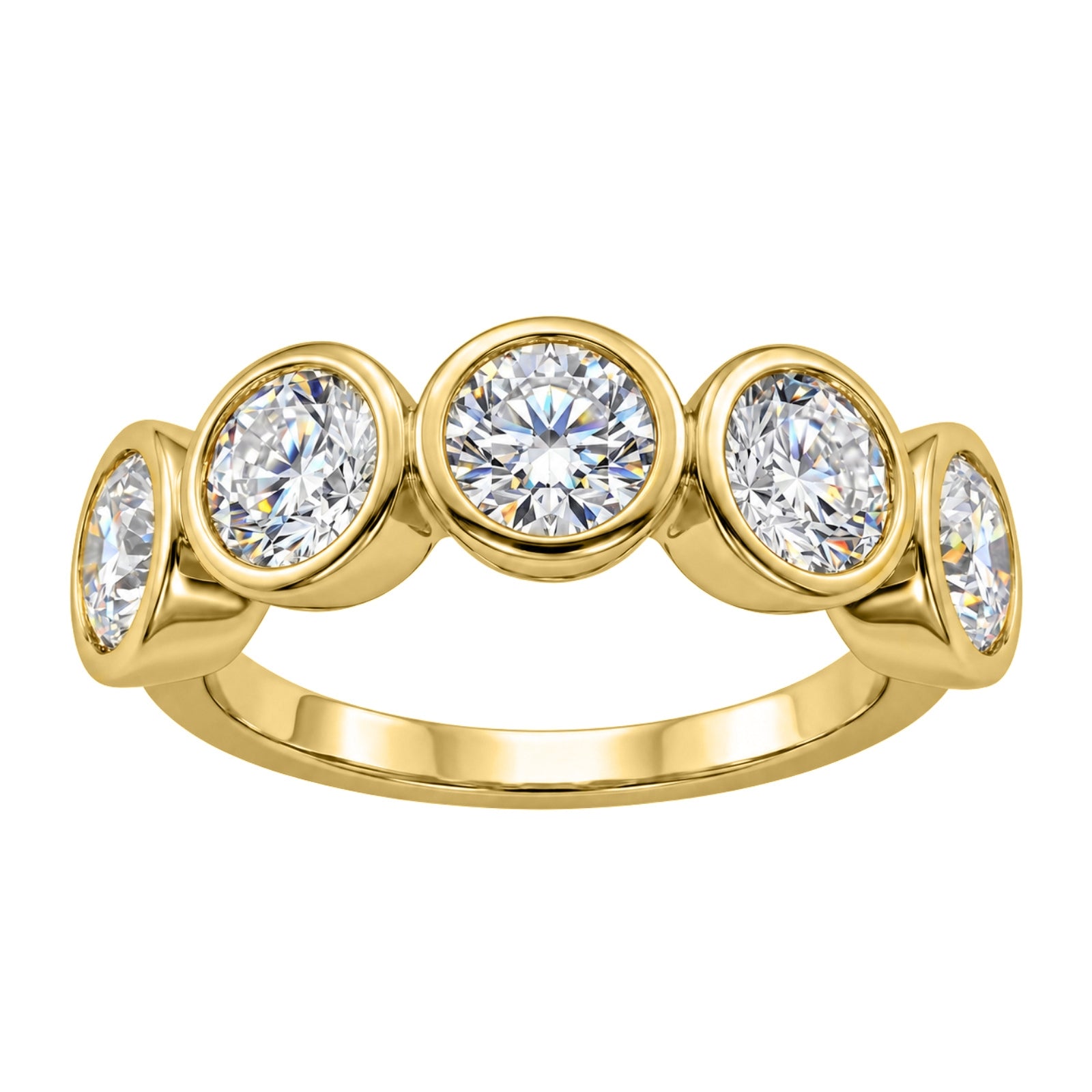 Venturant 3.00 Carat T.W. Round-cut Lab Grown Diamond (F/VS+) 14K Gold Bezel Set 5 Stone Band Ring