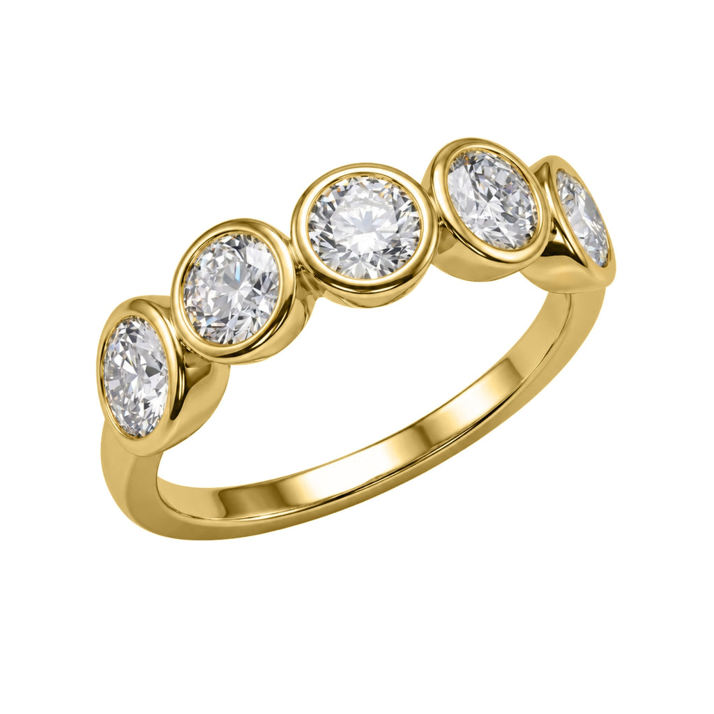 Venturant 3.00 Carat T.W. Round-cut Lab Grown Diamond (F/VS+) 14K Gold Bezel Set 5 Stone Band Ring