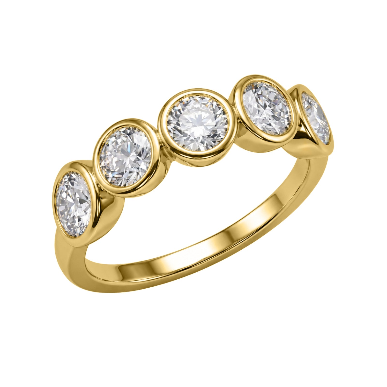 Venturant 3.00 Carat T.W. Round-cut Lab Grown Diamond (F/VS+) 14K Gold Bezel Set 5 Stone Band Ring