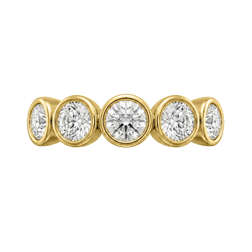 Venturant 3.00 Carat T.W. Round-cut Lab Grown Diamond (F/VS+) 14K Gold Bezel Set 5 Stone Band Ring