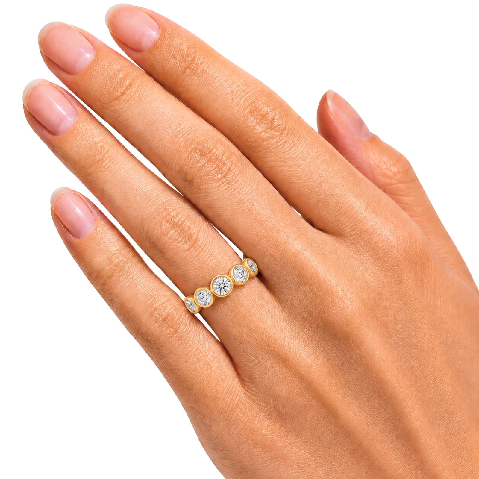 Venturant 3.00 Carat T.W. Round-cut Lab Grown Diamond (F/VS+) 14K Gold Bezel Set 5 Stone Band Ring