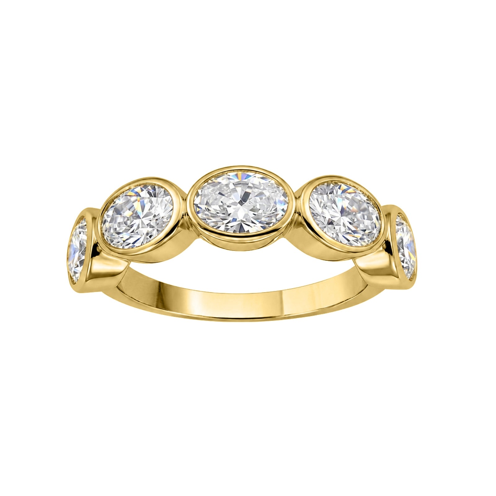 Venturant 3.00 Carat T.W. Oval-cut Lab Grown Diamond (F/VS+) 14K Gold Bezel Set 5 Stone Band Ring